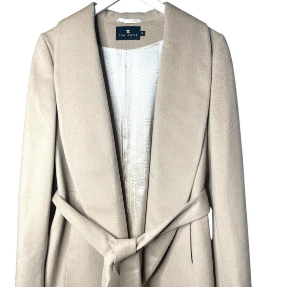 Tom Gutie Solange Baby Alpaca Suri Merino Wool Draped Coat Belted Medium - Picture 7 of 16